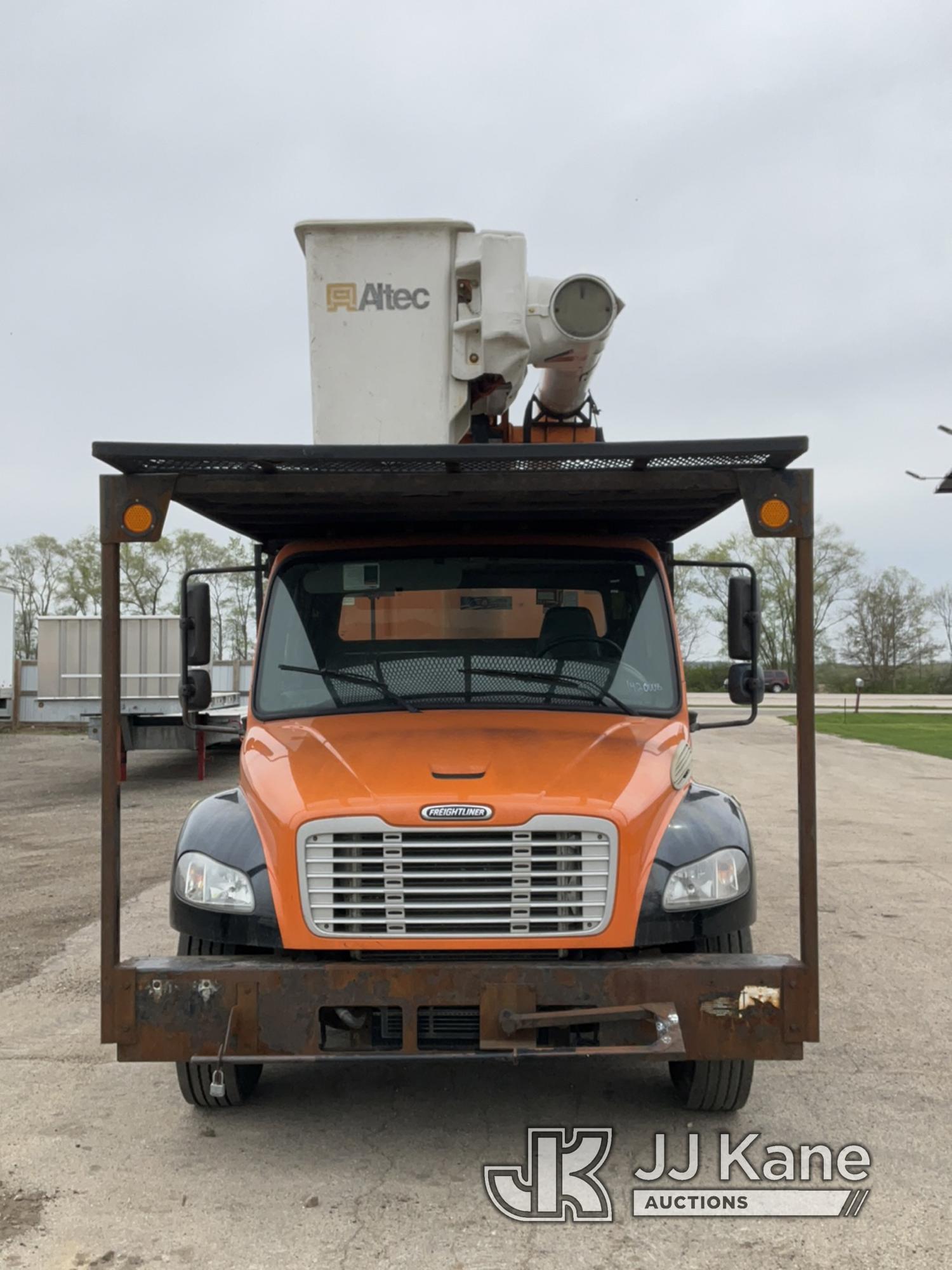 (South Beloit, IL) Altec LRV55, Over-Center Bucket Truck mounted behind cab on 2011 Freightliner M21