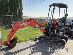 (South Beloit, IL) Kubota U17VR1 Mini Hydraulic Excavator Wrecked-Condition Unknown, Hole in Fuel Ta