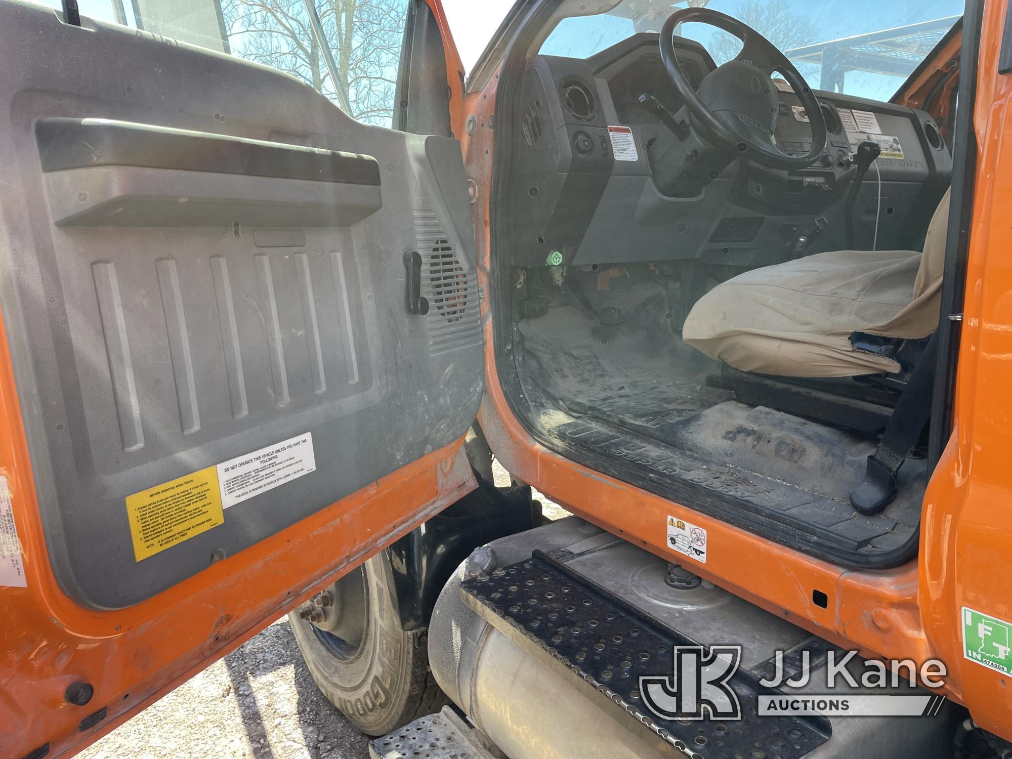 (Kansas City, MO) Altec LR756, Over-Center Bucket Truck mounted behind cab on 2013 Ford F750 Chipper