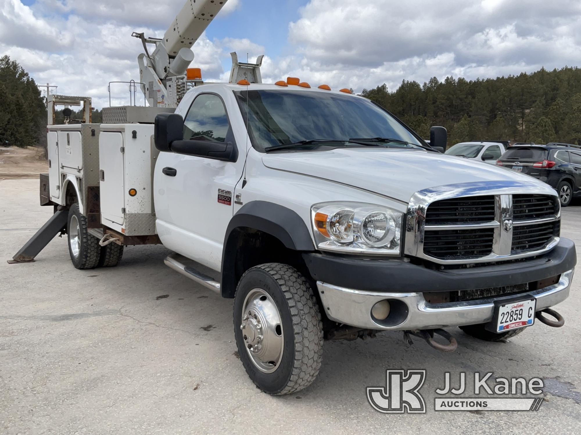 (Custer, SD) HiRanger HR37-MH, Material Handling Bucket Truck center mounted on 2008 Dodge Ram 5500