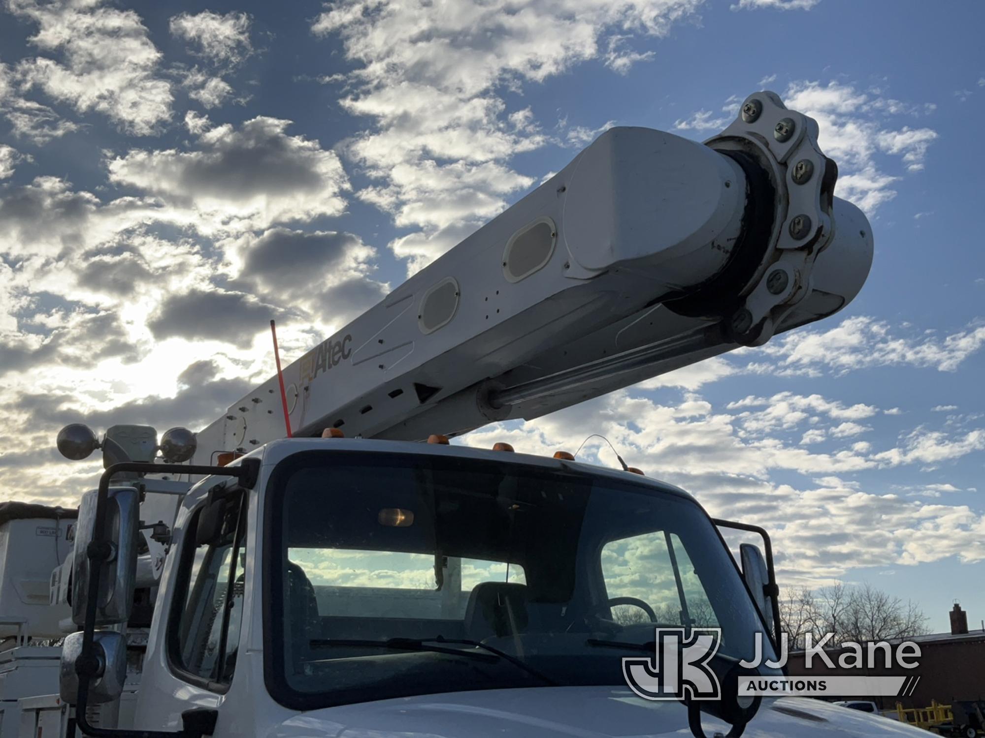 (Des Moines, IA) Altec AM55E, Over-Center Material Handling Bucket Truck rear mounted on 2014 Freigh