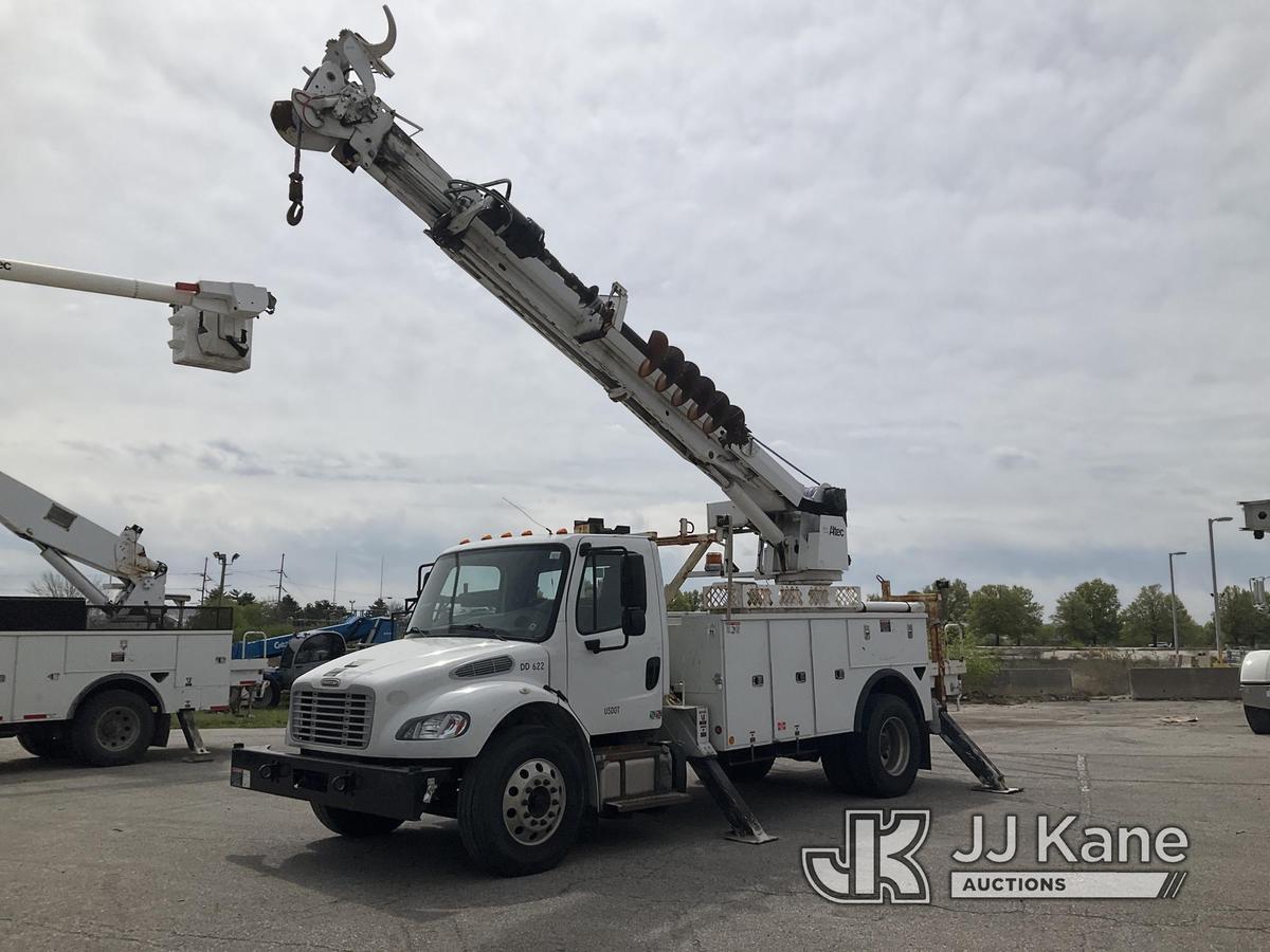 (Kansas City, MO) Altec DC47-TR, Digger Derrick rear mounted on 2014 Freightliner M2 106 Utility Tru