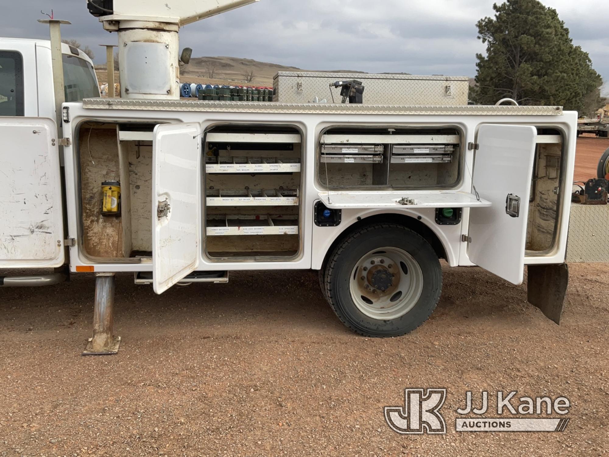 (Watford City, ND) Versalift VST-40I, Material Handling Bucket Truck mounted behind cab on 2015 Ford