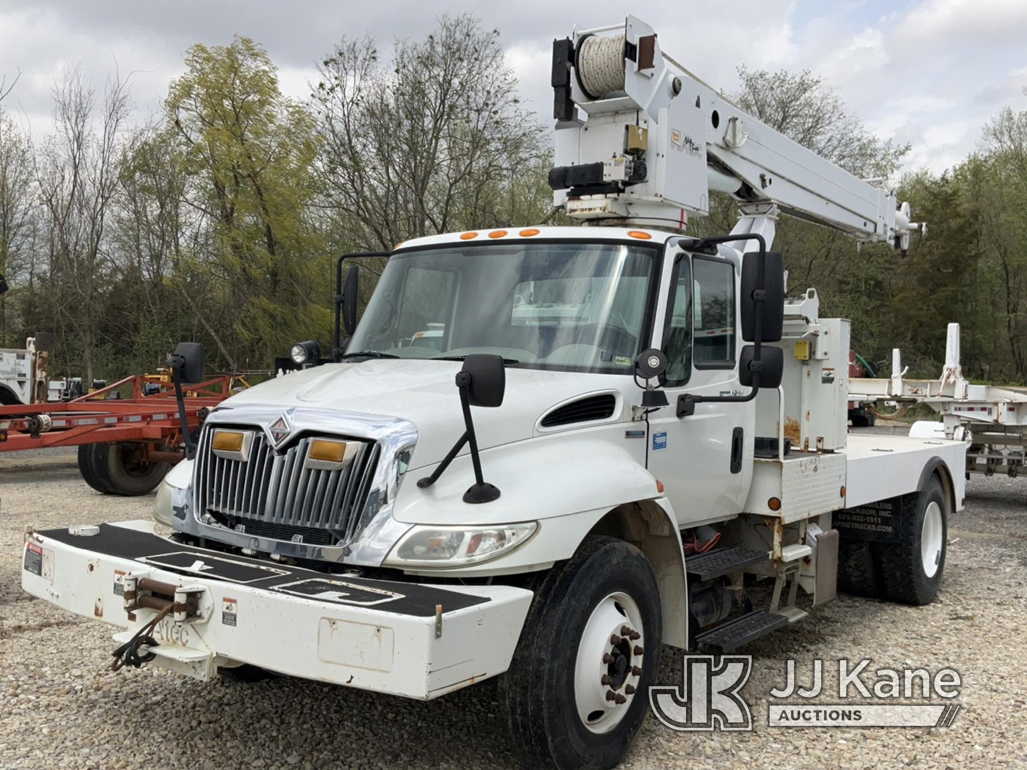 (Tipton, MO) Altec DM45-TB, Hydraulic Truck Crane mounted behind cab on 2008 International 4400 Flat