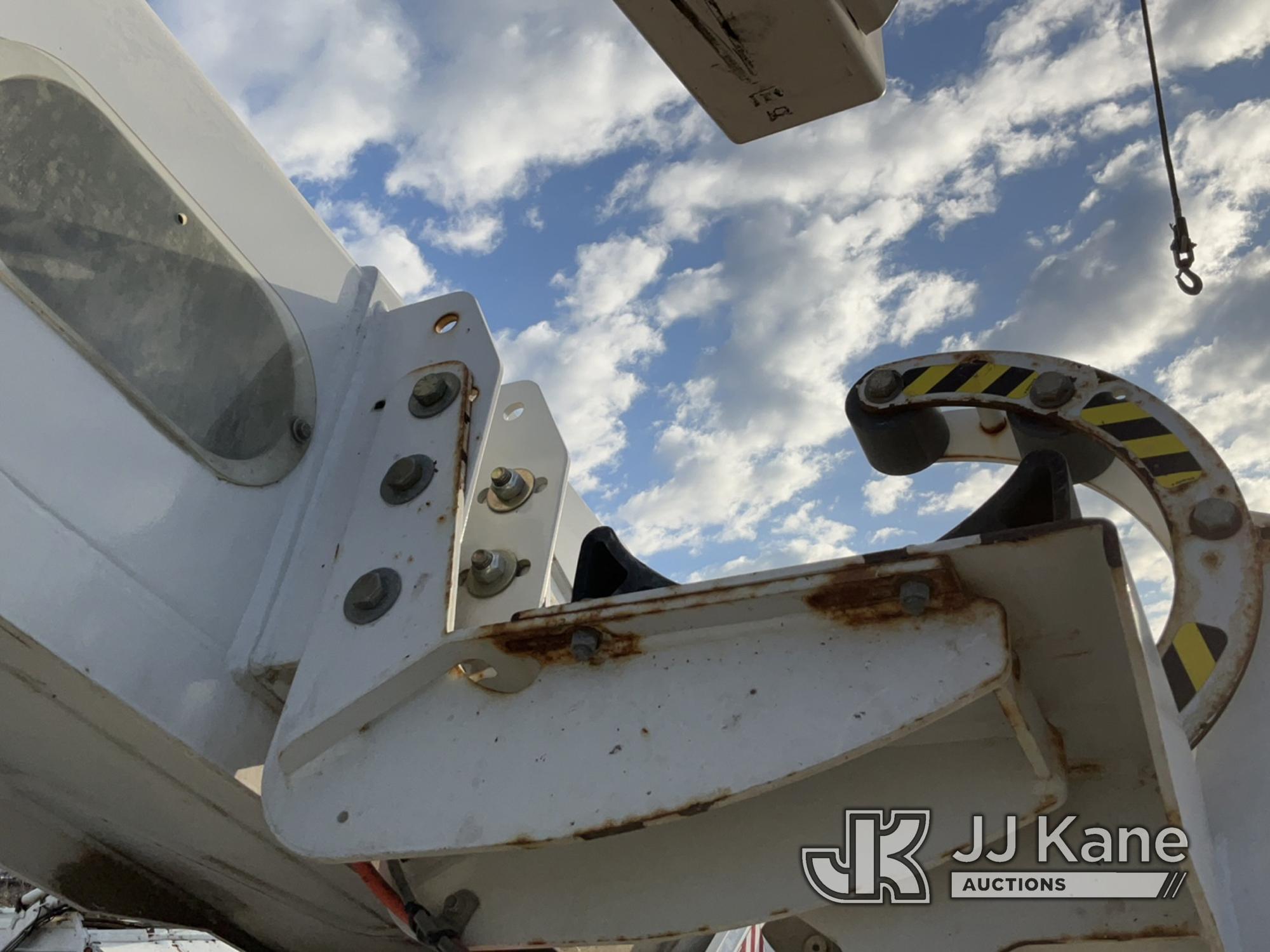 (Des Moines, IA) Altec AM55E, Over-Center Material Handling Bucket Truck rear mounted on 2014 Freigh