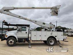 (Houston, TX) Altec AA755, Material Handling Bucket Truck rear mounted on 2012 Ford F750 Utility Tru