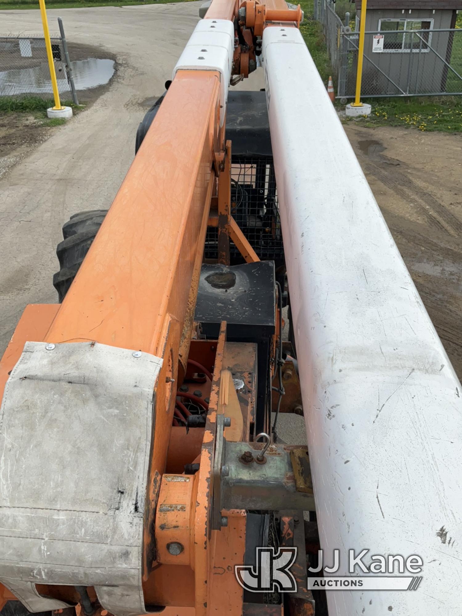 (South Beloit, IL) HiRanger XT52, Over-Center Bucket Truck mounted on 1983 John Deere 640G Rubber Ti