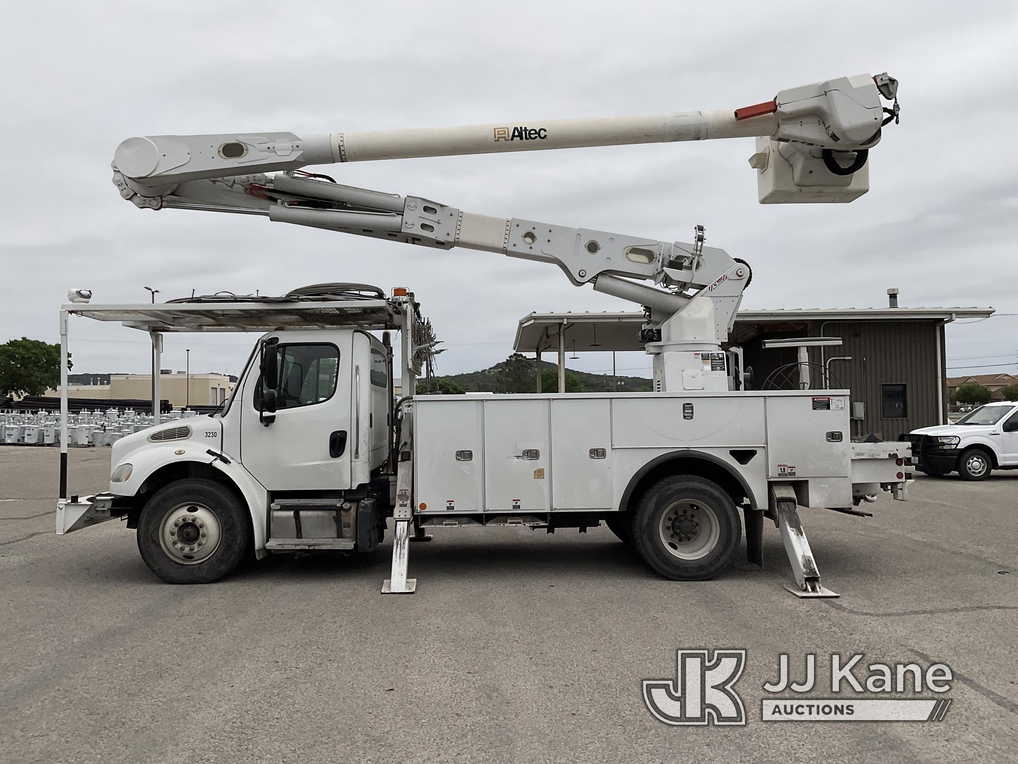 (Kerrville, TX) Altec AM55-MH, Over-Center Material Handling Bucket Truck rear mounted on 2013 Freig