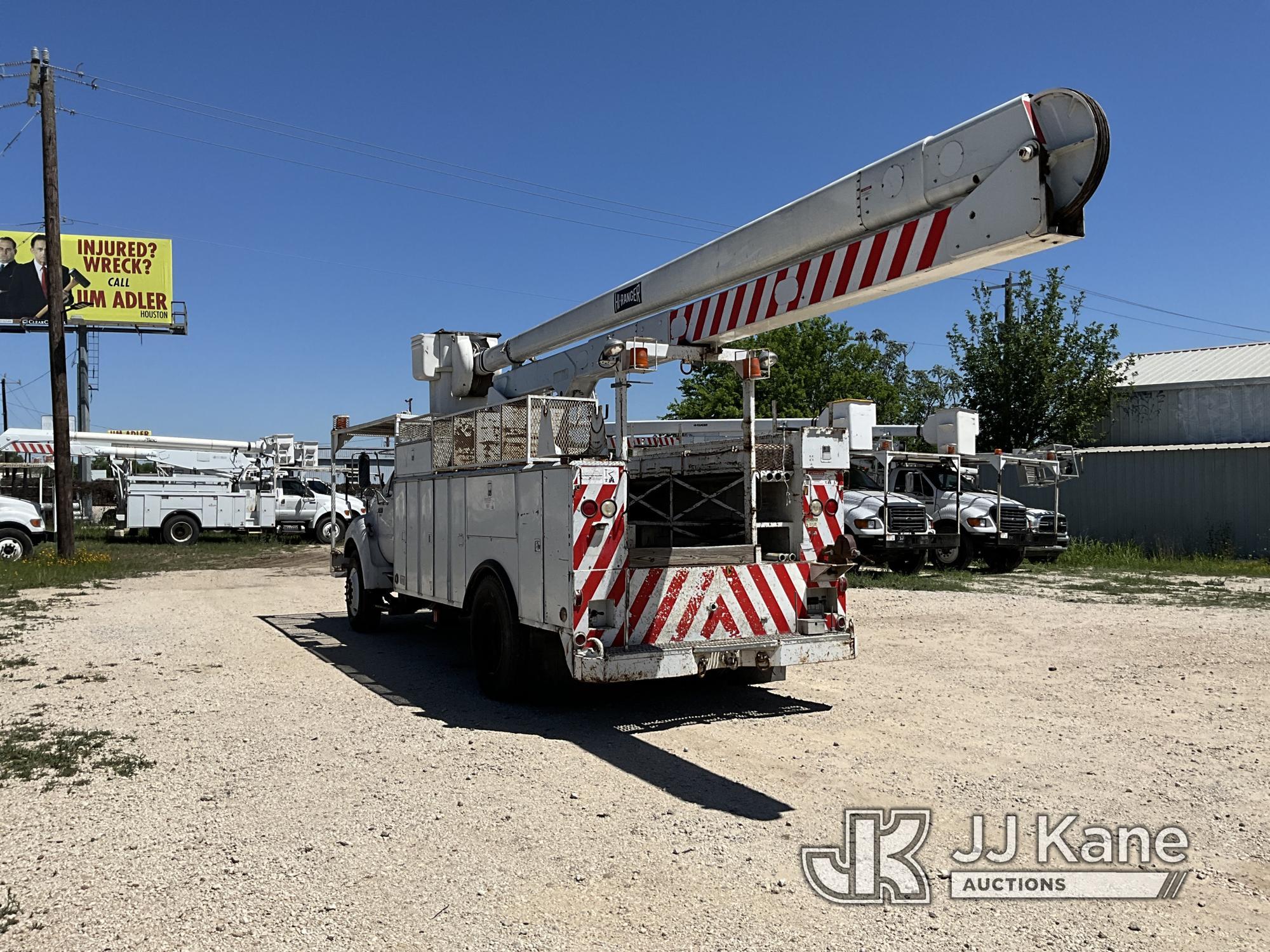 (San Antonio, TX) HiRanger 5FC-55, Bucket mounted behind cab on 2001 Ford F750 Utility Truck Runs &