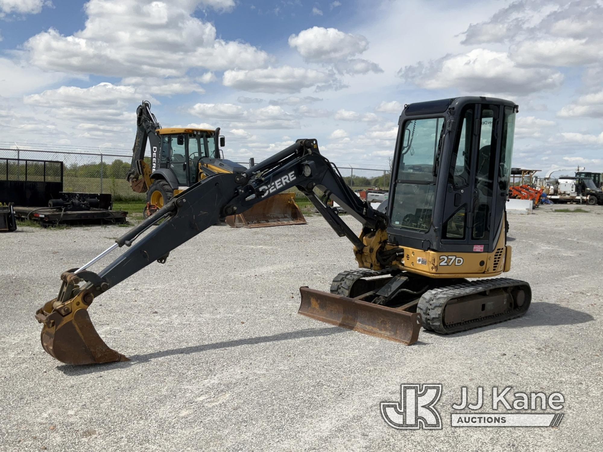 (Hawk Point, MO) 2014 John Deere 27D Mini Hydraulic Excavator Runs, Moves, Operates) (Idles Rough, P