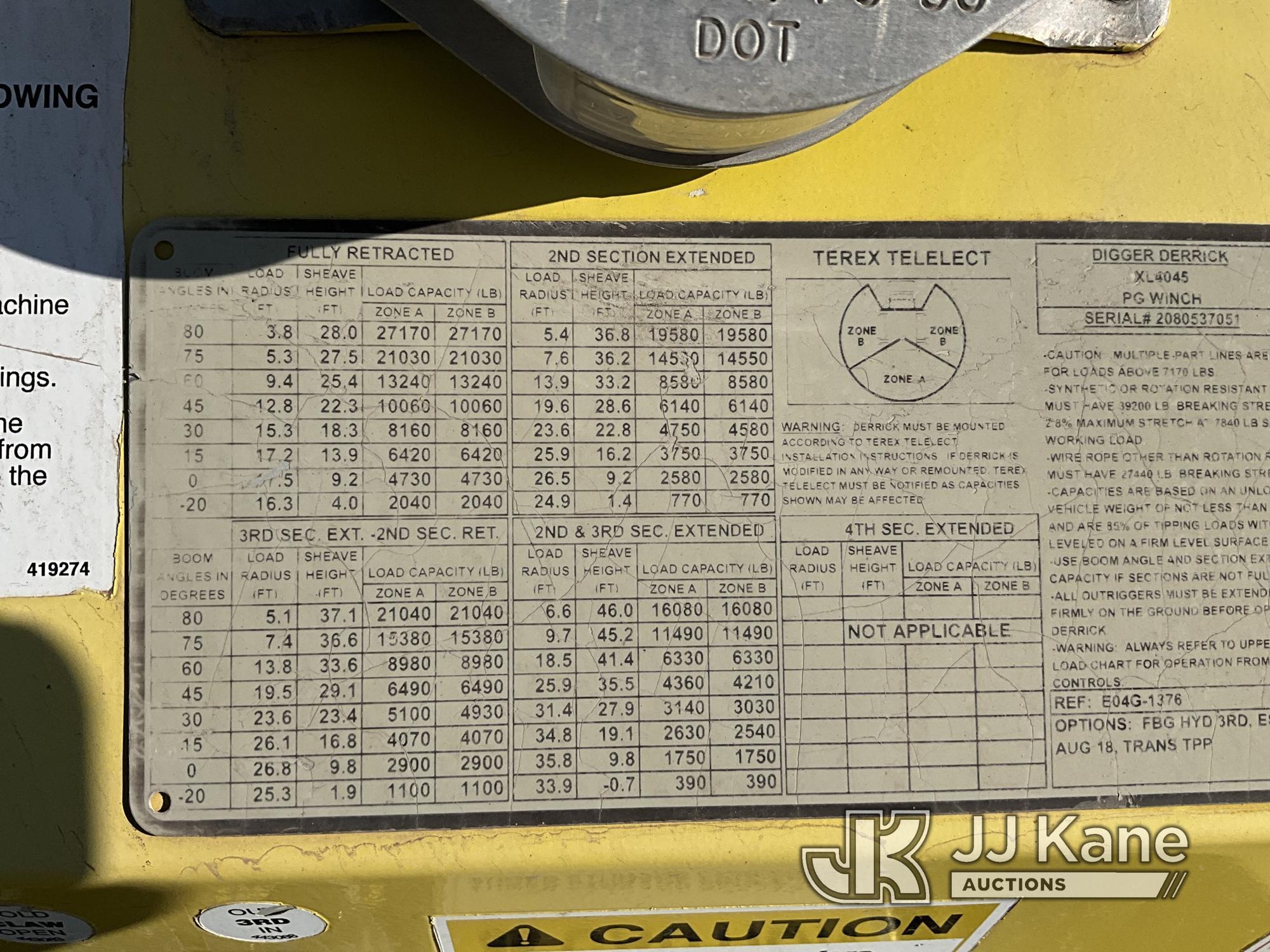 (Midland, TX) Terex/Telelect XL4045, Digger Derrick rear mounted on 2009 Kenworth T300 4x4 Flatbed/U