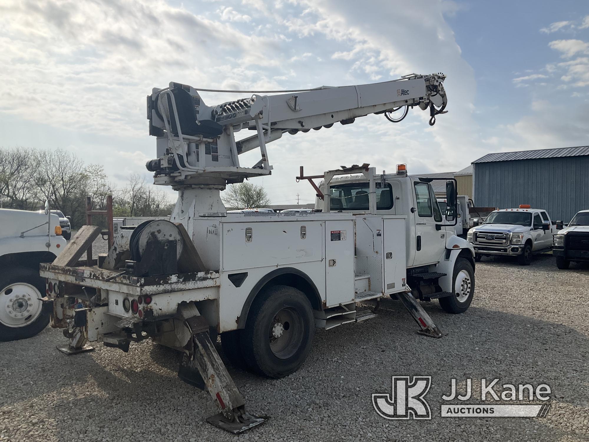 (Tipton, MO) Altec DM47-TR, Digger Derrick rear mounted on 2008 International 4300 Utility Truck Run