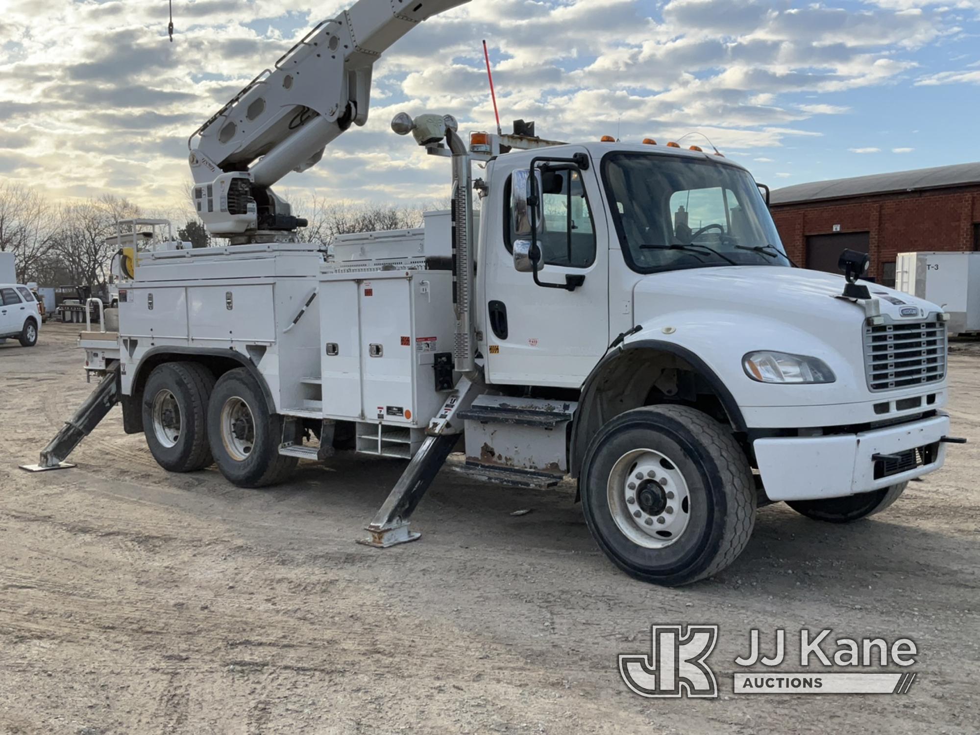 (Des Moines, IA) Altec AM55E, Over-Center Material Handling Bucket Truck rear mounted on 2014 Freigh