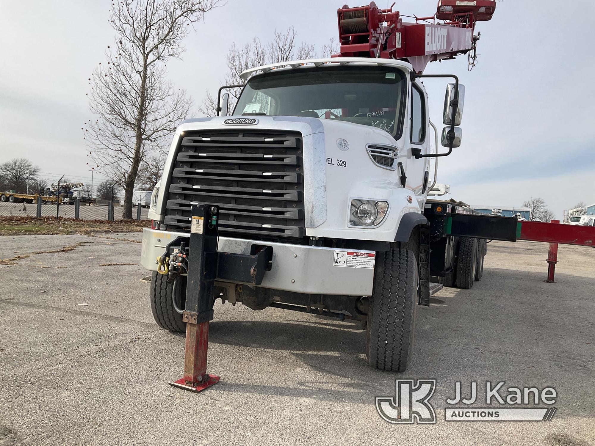 (Kansas City, MO) Elliott H110F, Telescopic Non-Insulated Sign Crane/Platform Lift mounted behind ca