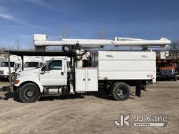 (Des Moines, IA) Altec LR756, Over-Center Bucket Truck mounted behind cab on 2012 Ford F750 Chipper