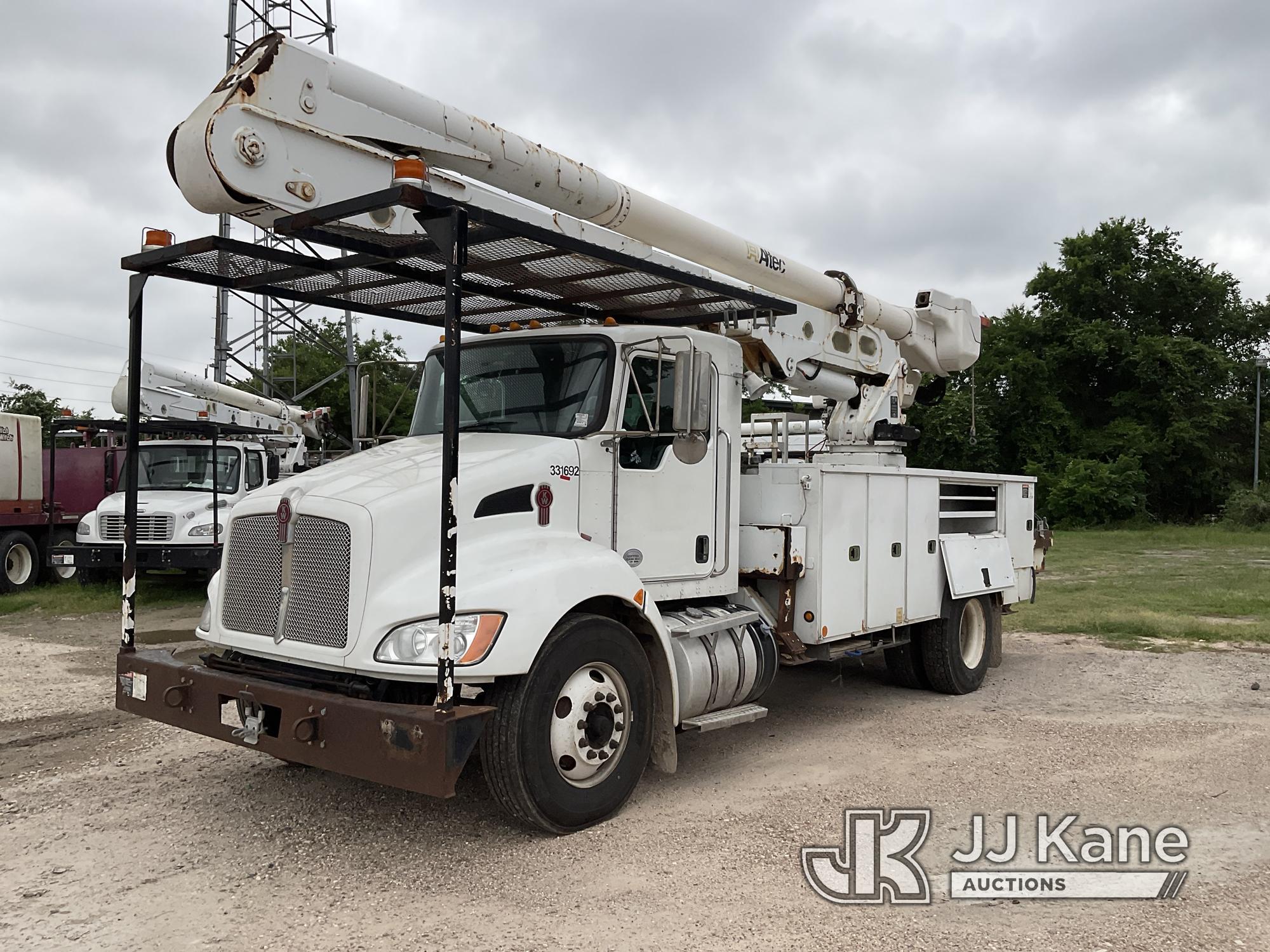 (Cypress, TX) Altec AA55-MH, Material Handling Bucket Truck rear mounted on 2014 Kenworth T370 Utili