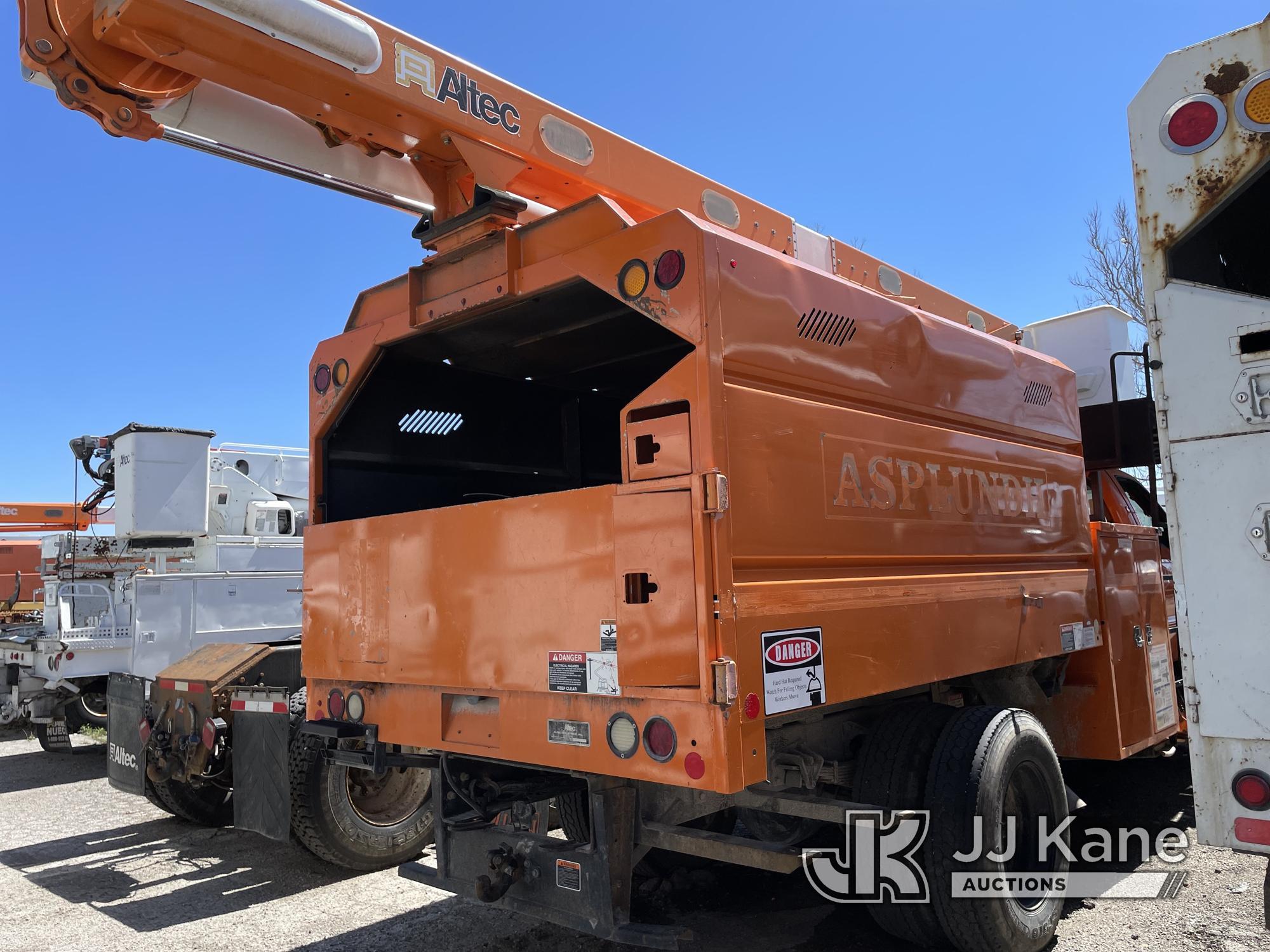 (Kansas City, MO) Altec LR756, Over-Center Bucket Truck mounted behind cab on 2013 Ford F750 Chipper