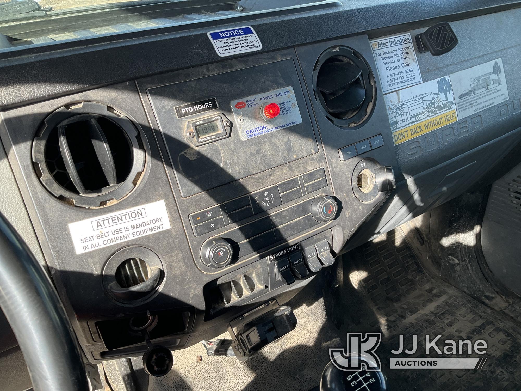 (Des Moines, IA) Altec LR756, Over-Center Bucket Truck mounted behind cab on 2012 Ford F750 Chipper