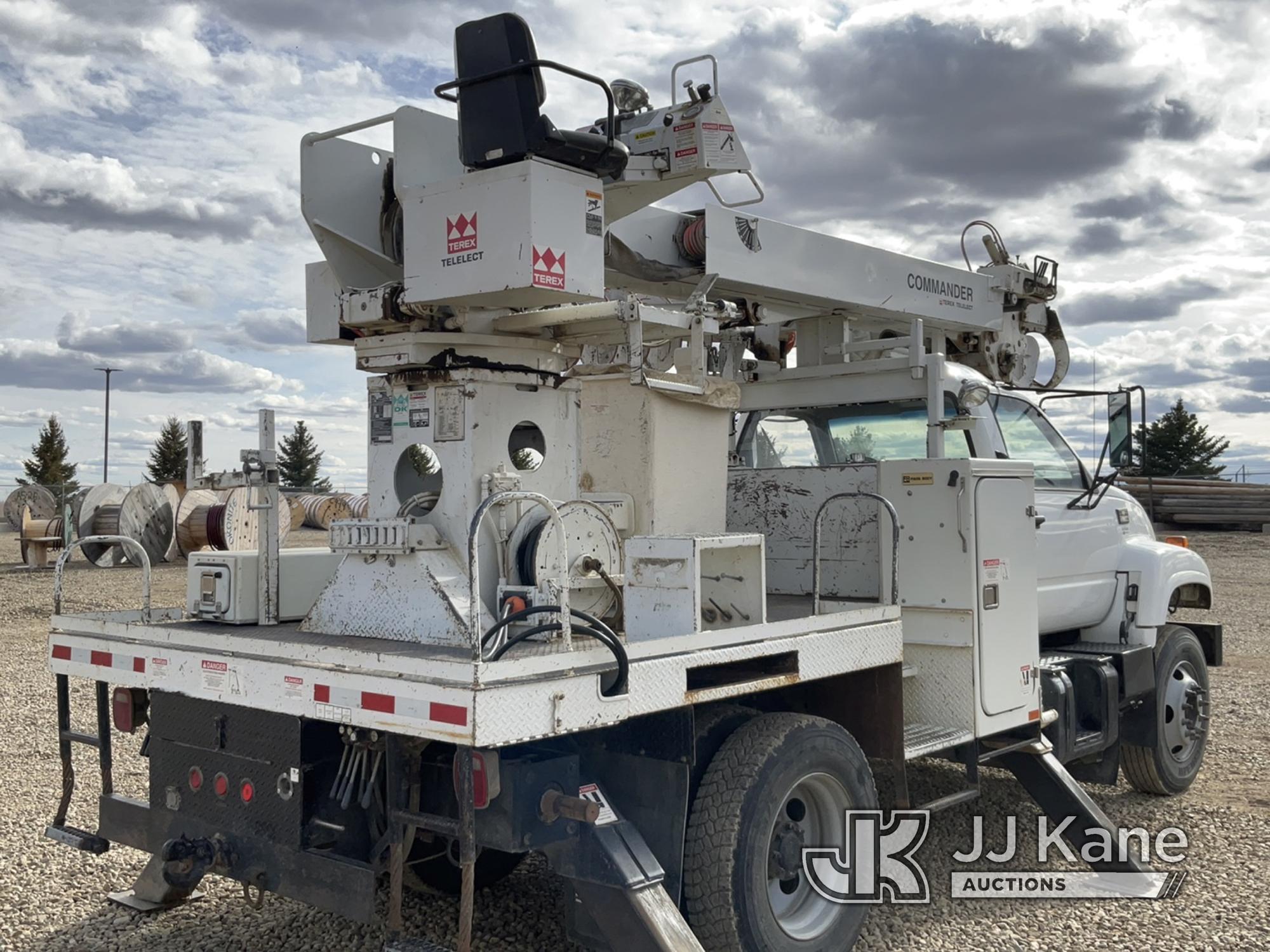 (Bismarck, ND) Terex Commander 4042, Digger Derrick rear mounted on 2001 Chevrolet C7500 Flatbed/Uti