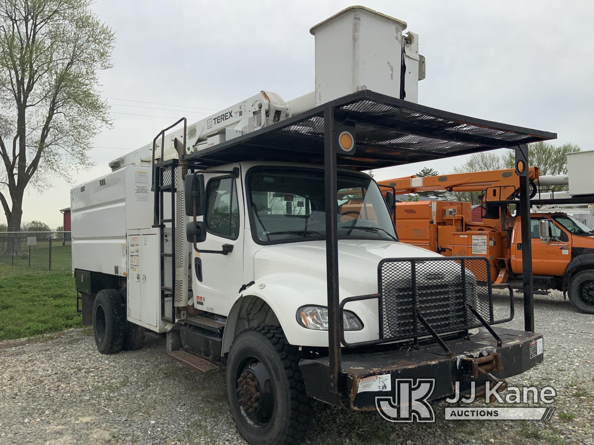 (Hawk Point, MO) Terex XT55, Over-Center Bucket Truck mounted behind cab on 2012 Freightliner M2 106