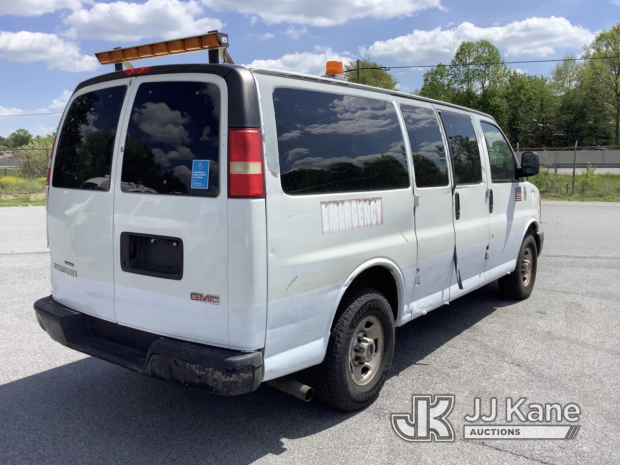 (Chester Springs, PA) 2009 GMC Savana G3500 Cargo Van Runs & Moves, Check Engine Light Blinking, Tra