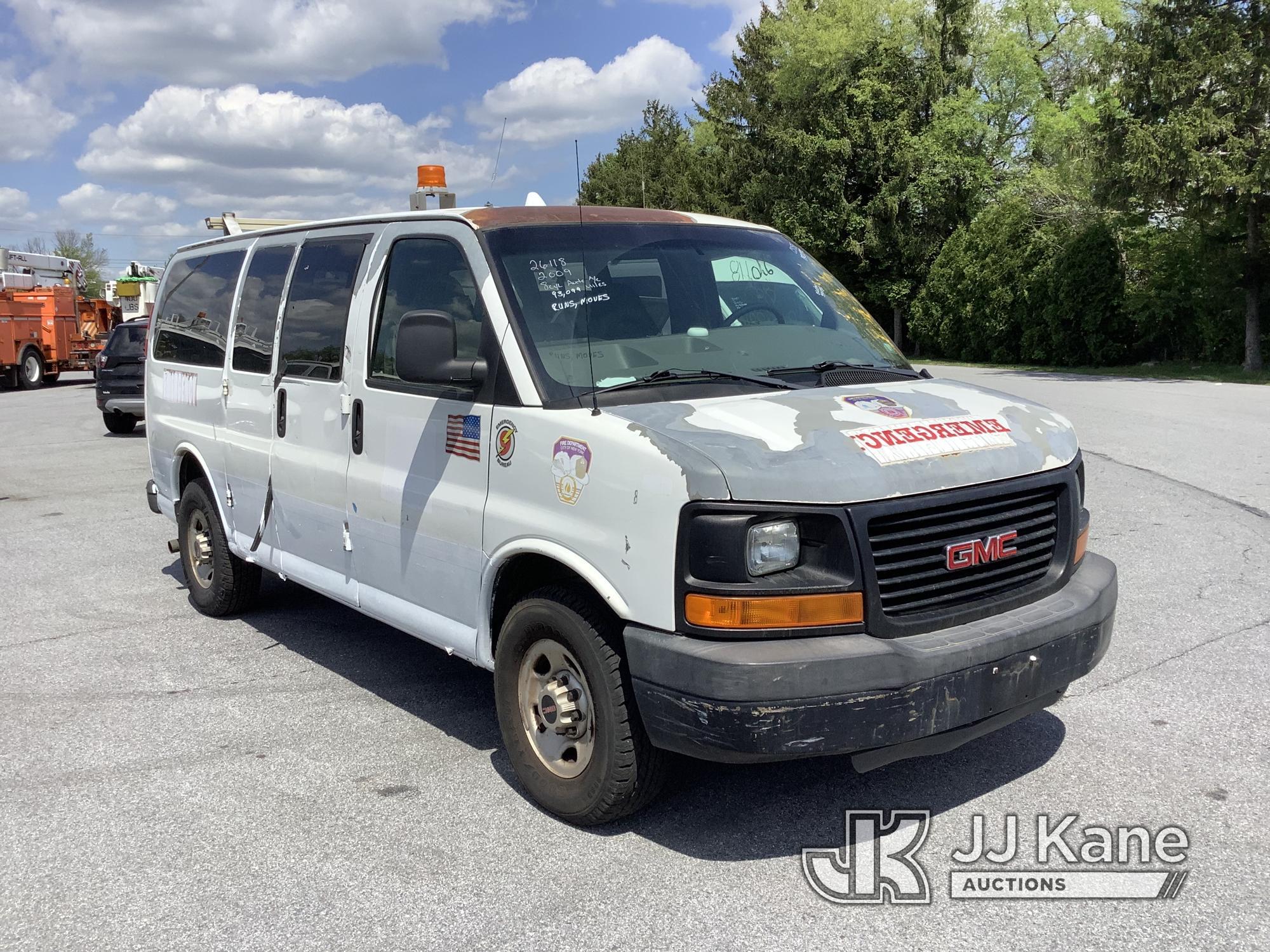 (Chester Springs, PA) 2009 GMC Savana G3500 Cargo Van Runs & Moves, Check Engine Light Blinking, Tra