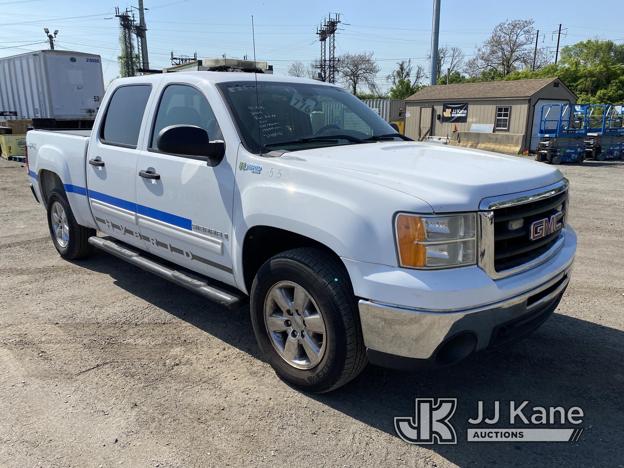 (Plymouth Meeting, PA) 2009 GMC Sierra Hybrid 4x4 Crew-Cab Pickup Truck Runs & Moves, Check Engine L