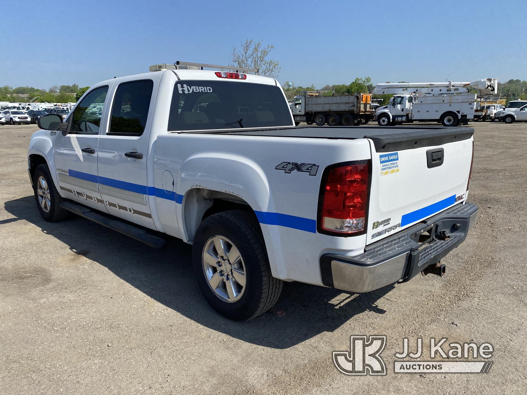 (Plymouth Meeting, PA) 2009 GMC Sierra Hybrid 4x4 Crew-Cab Pickup Truck Runs & Moves, Check Engine L