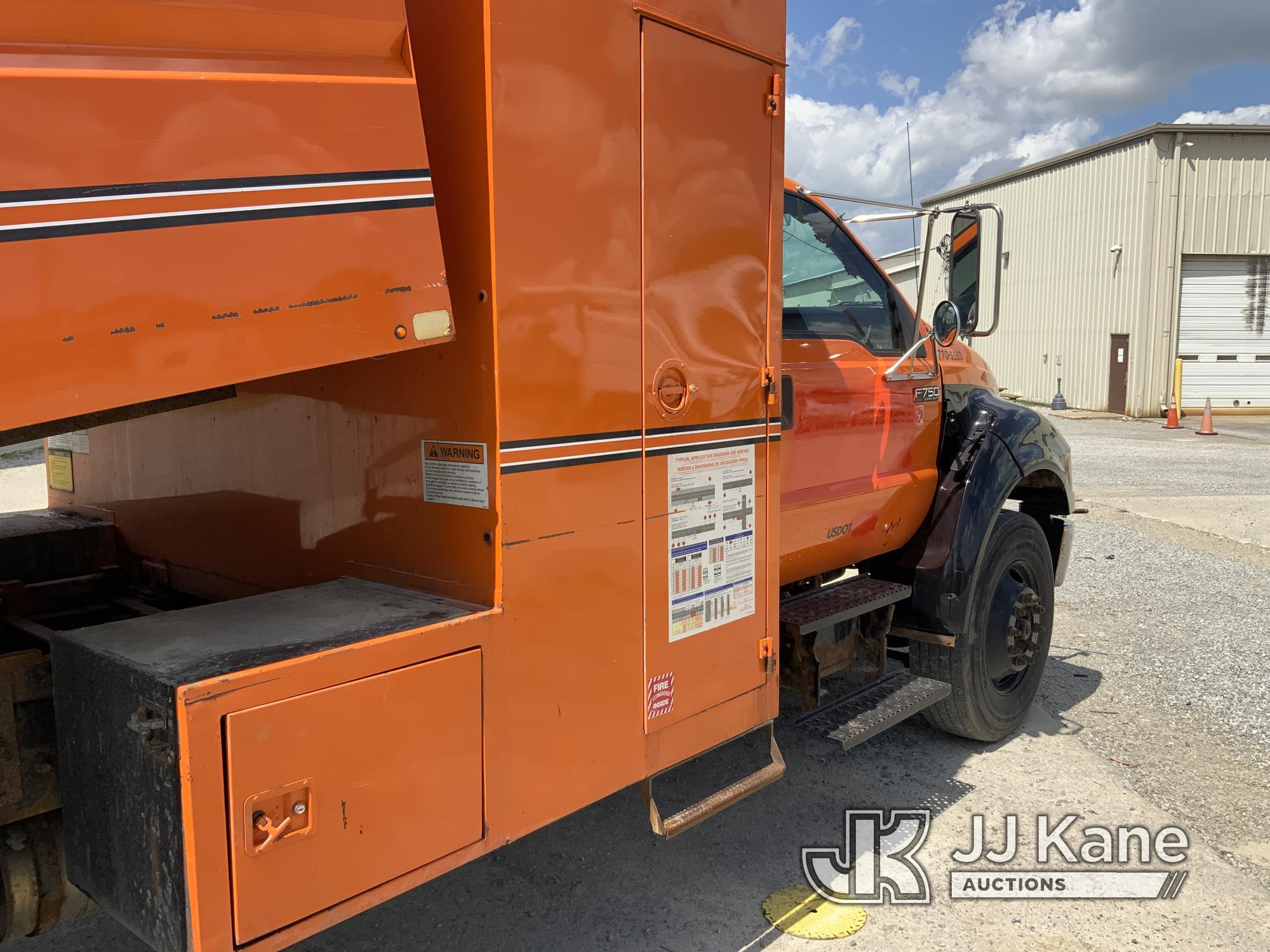 (Fort Wayne, IN) 2013 Ford F750 Chipper Dump Truck Runs, Moves & Operates) (PTO Cable Partially Seiz