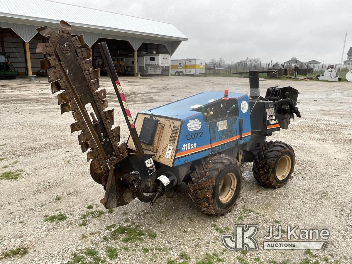 (Orleans, IN) Ditch Witch 410SXD Walk Beside Articulating Combo Trencher/Vibratory Cable Plow Runs,