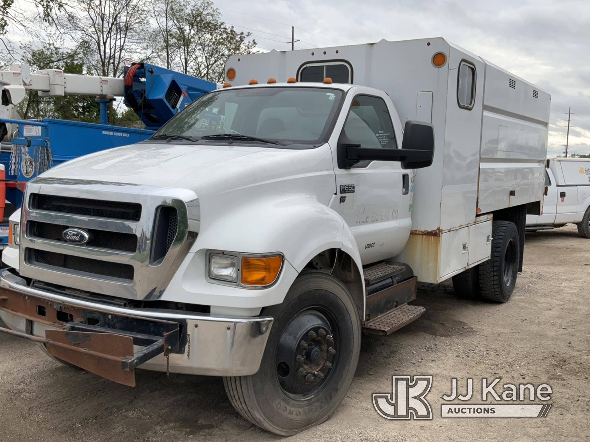 (Charlotte, MI) 2013 Ford F650 Crew Cab Chipper Dump Truck Condition Unknown, Cranks with Jump, No A