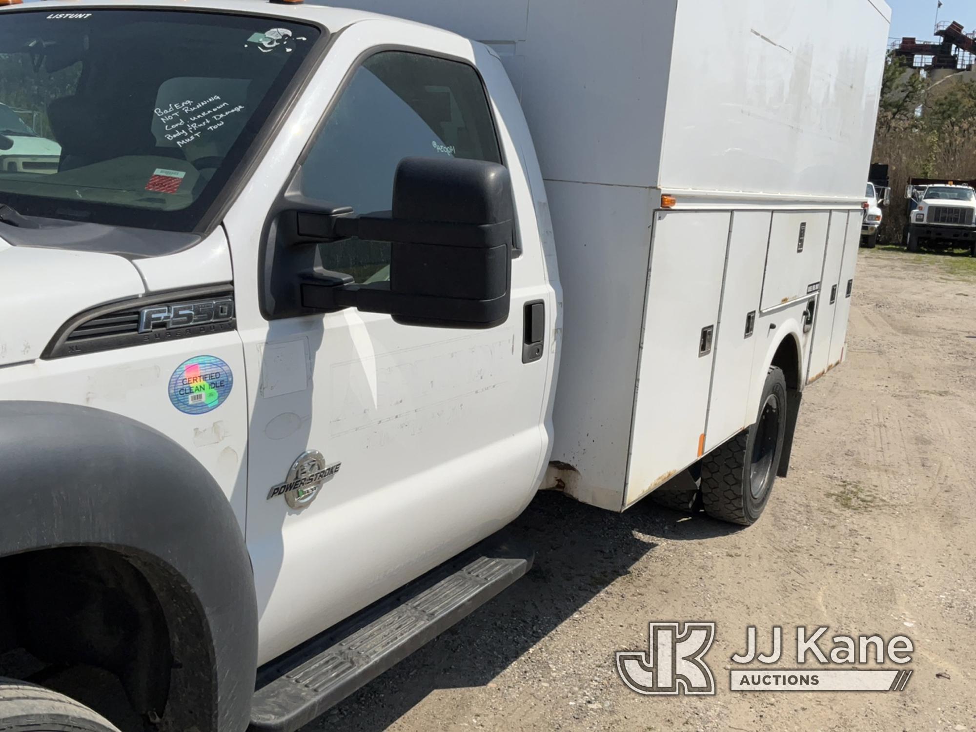 (Bellport, NY) 2012 Ford F550 Enclosed High-Top Service Truck Not Running, Condition Unknown, Bad En