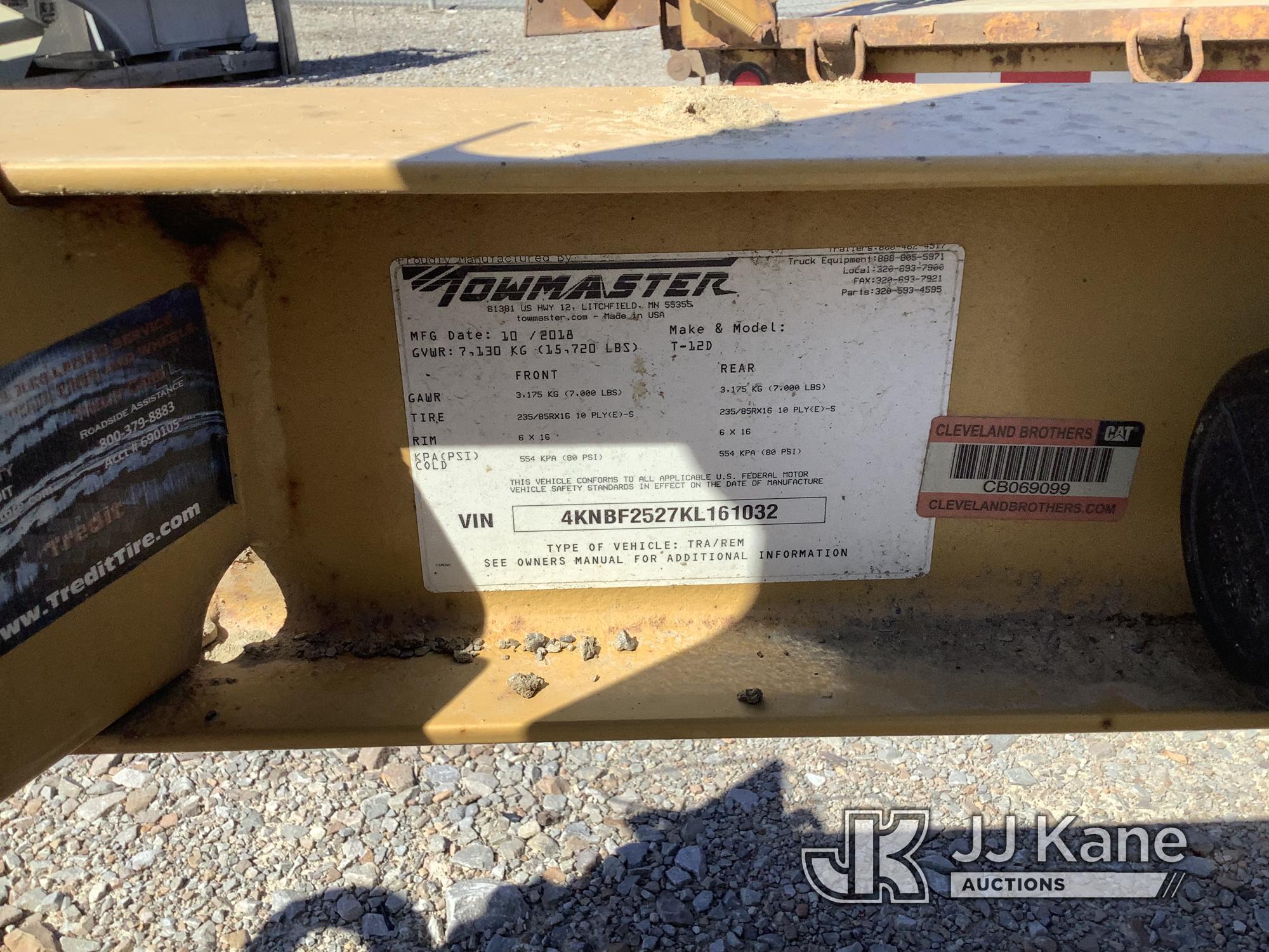 (Smock, PA) 2019 Monroe Towmaster T-12D T/A Tagalong Equipment Trailer Rust Damage