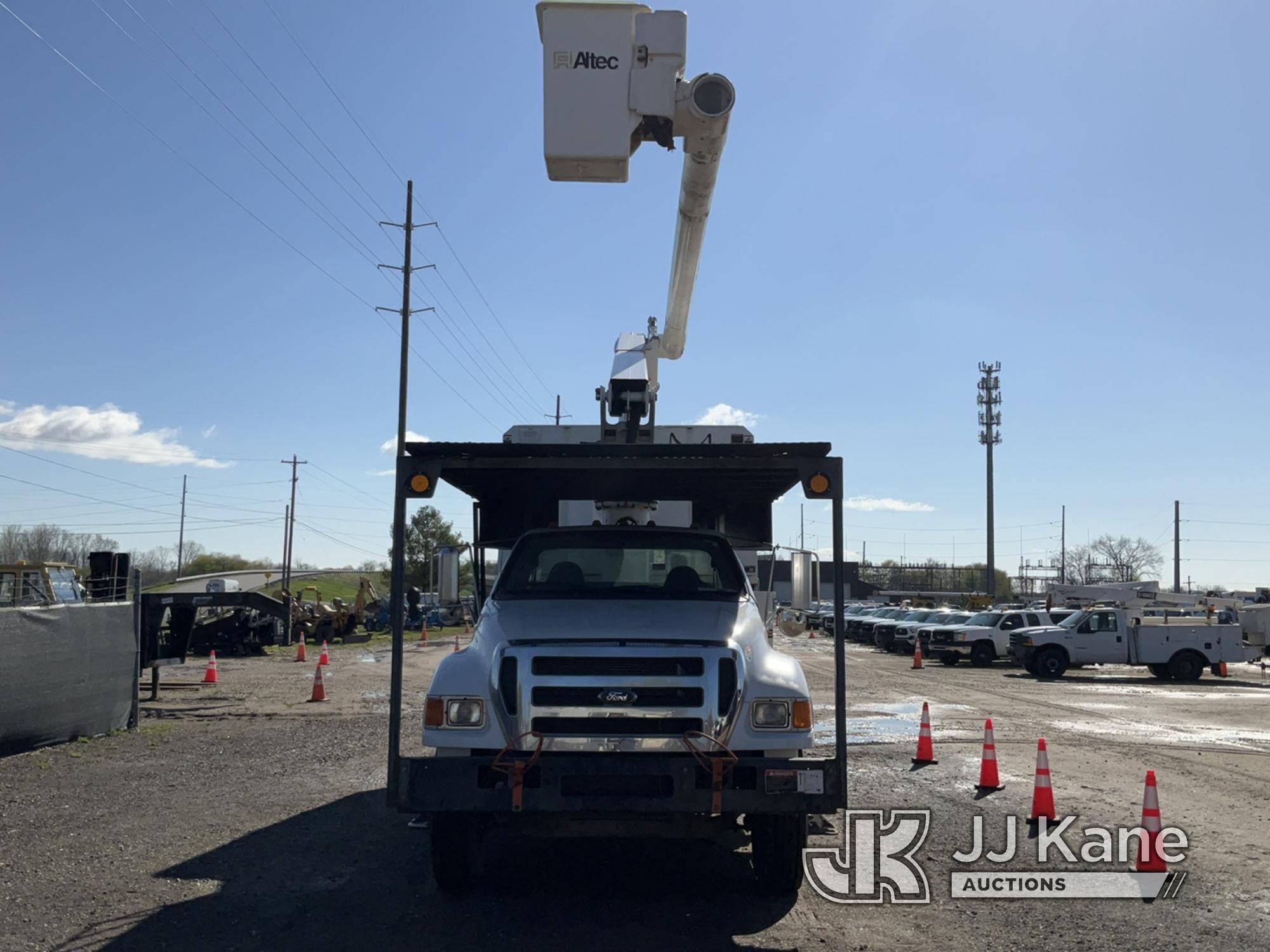 (Charlotte, MI) Altec LR756, Over-Center Bucket Truck mounted behind cab on 2013 Ford F750 Chipper D