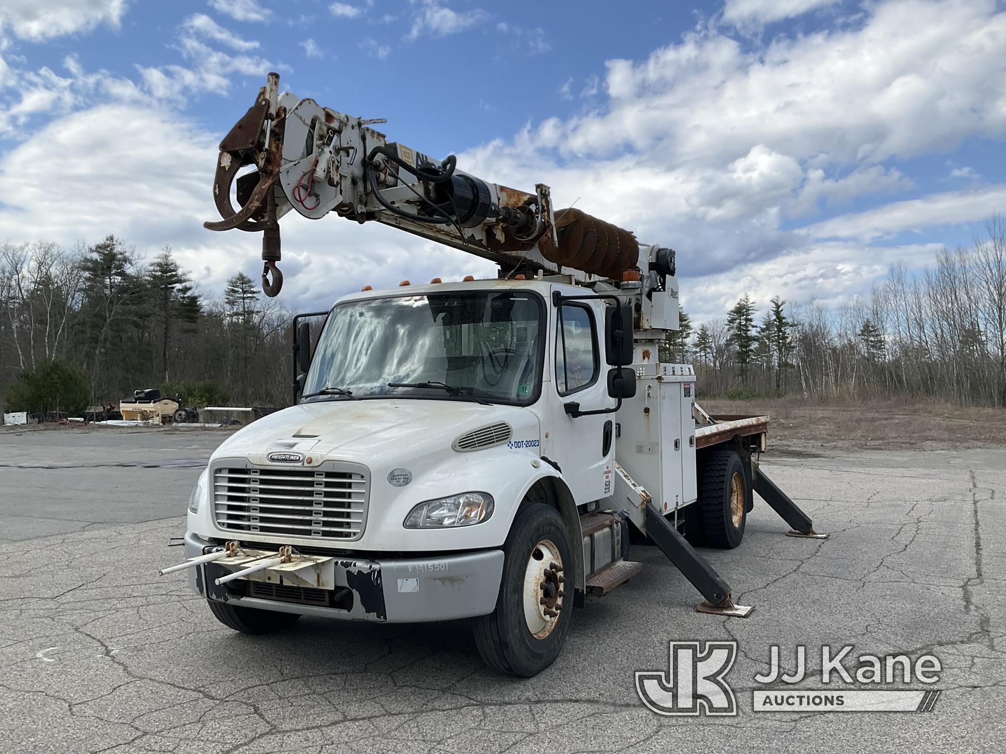 (Wells, ME) Altec DM47B-TR, Digger Derrick rear mounted on 2014 Freightliner M2 106 Flatbed Truck Ru