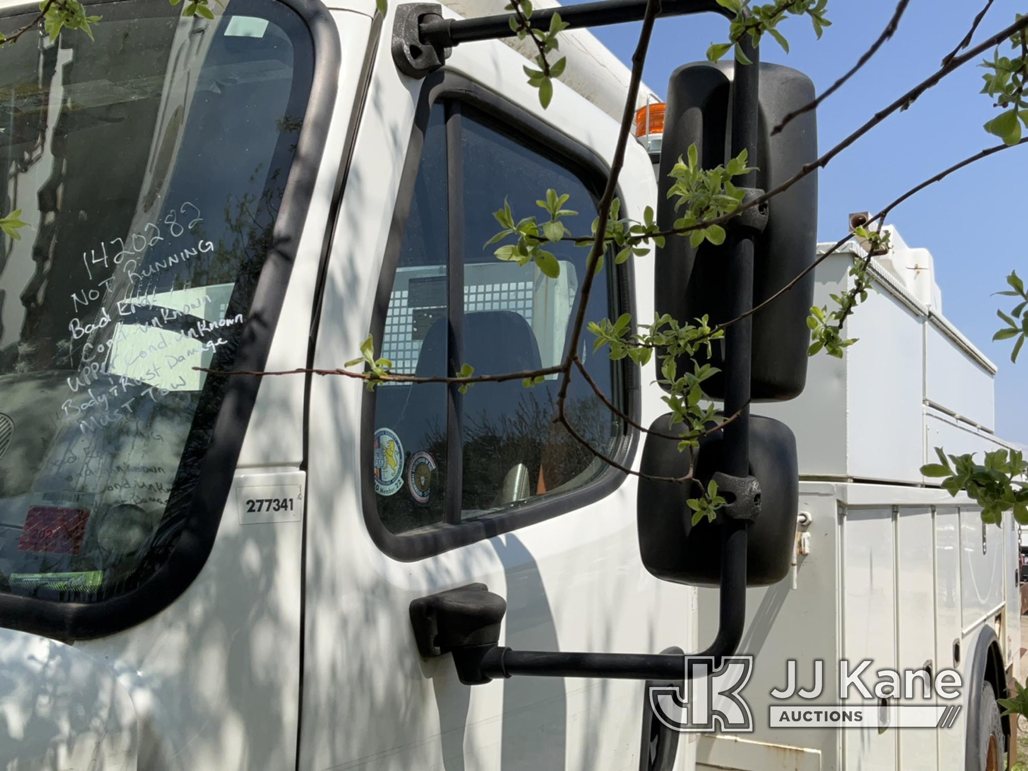 (Bellport, NY) Altec AM55, Over-Center Material Handling Bucket rear mounted on 2011 Freightliner M2