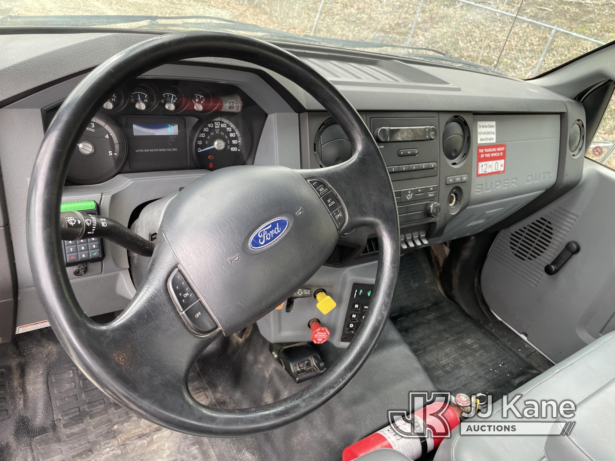 (Shrewsbury, MA) Altec DC47-TR, Digger Derrick rear mounted on 2015 Ford F750 Flatbed/Utility Truck