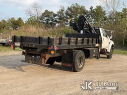 (Bellport, NY) HIAB 111-B-3CLX, Knuckleboom Crane mounted behind cab on 2011 Ford F750 Flatbed Truck