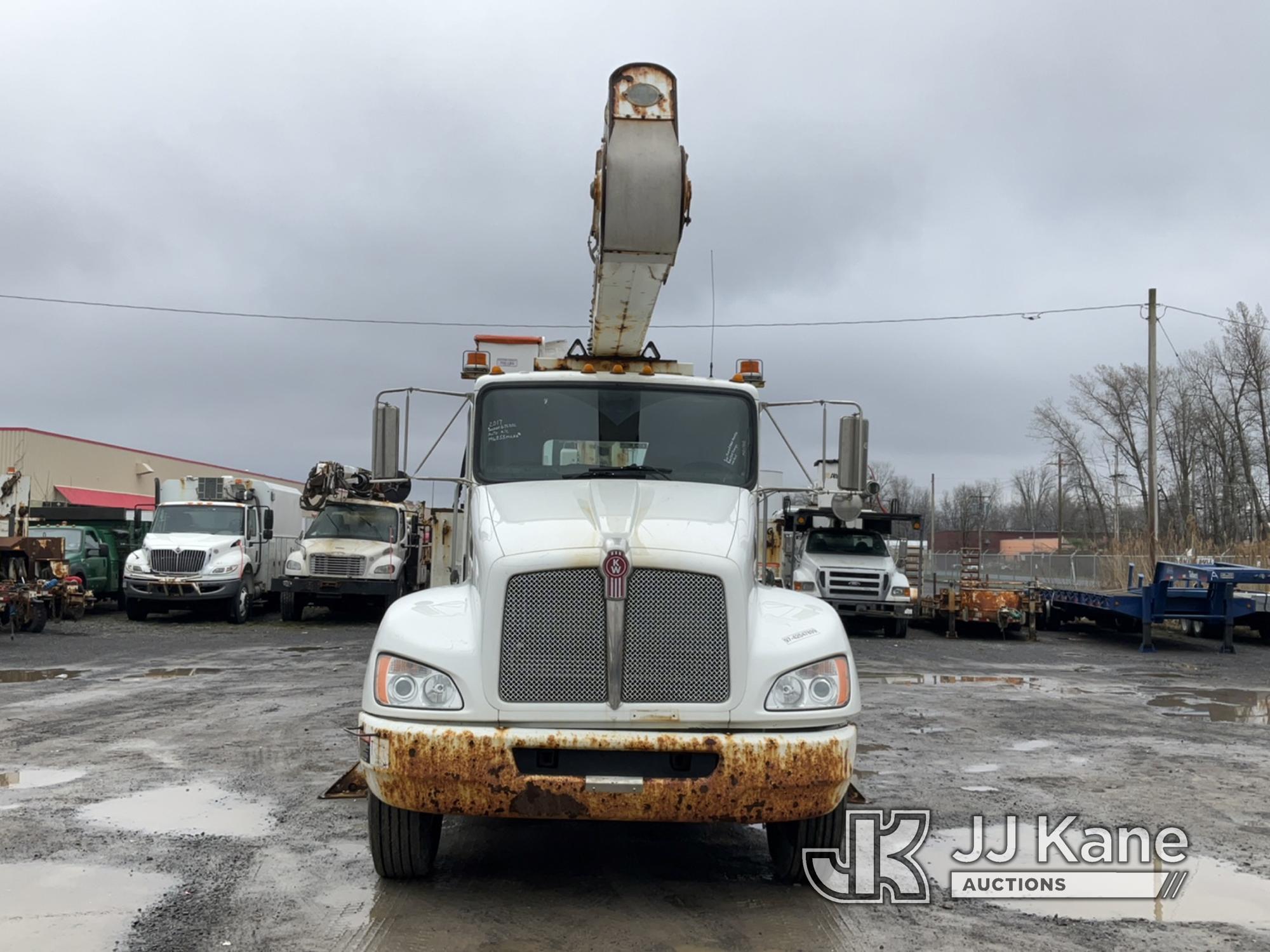 (Rome, NY) Altec AA55, Material Handling Bucket Truck rear mounted on 2017 Kenworth T370 Utility Tru