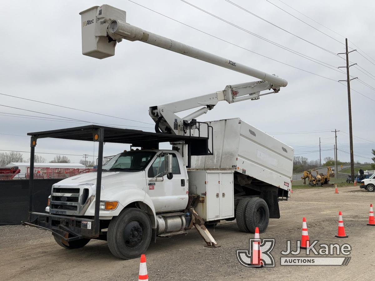 (Charlotte, MI) Altec LR756, Over-Center Bucket Truck mounted behind cab on 2013 Ford F750 Chipper D