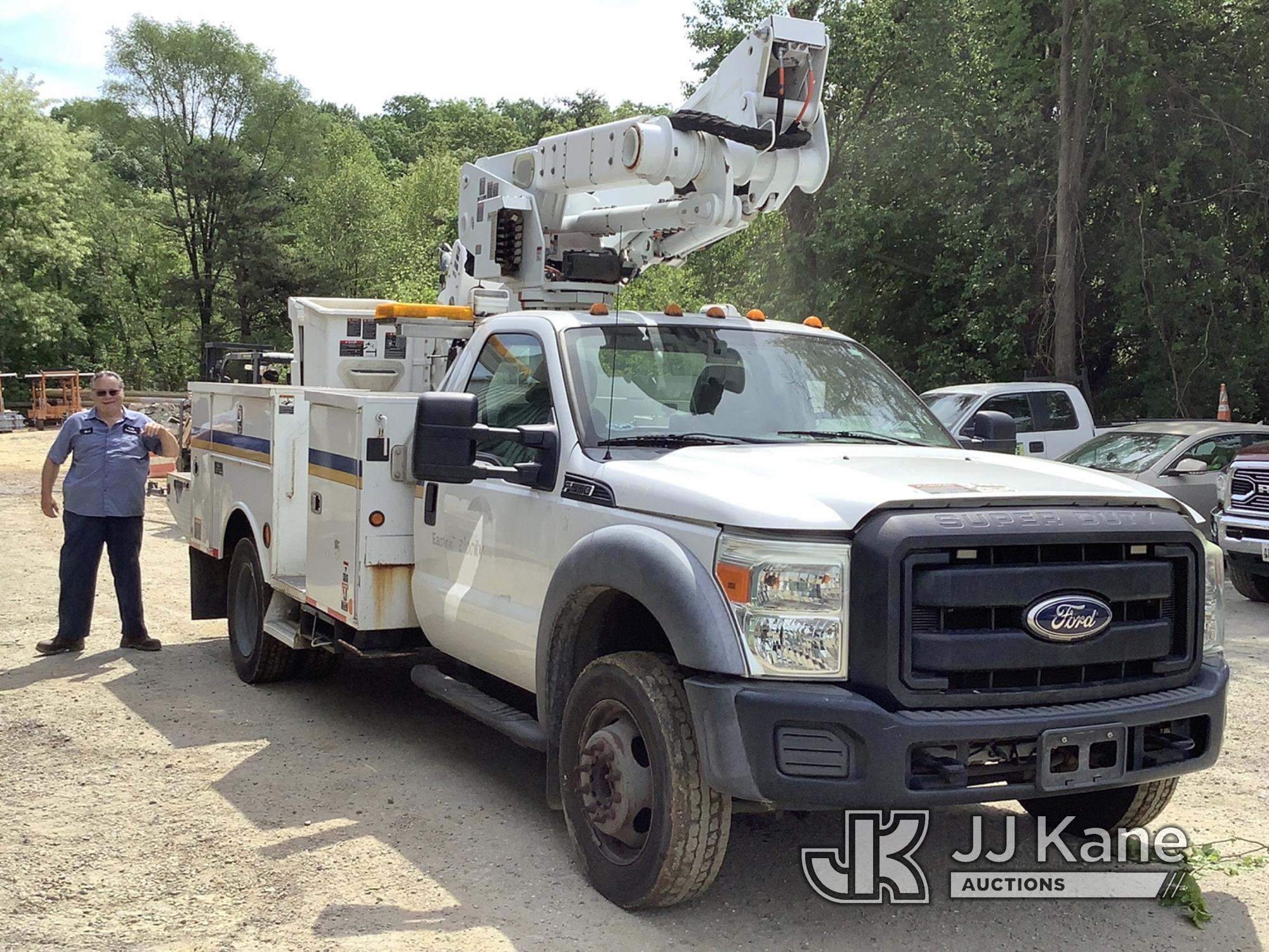 (Harmans, MD) Altec AT40M, Articulating & Telescopic Material Handling Bucket Truck mounted behind c