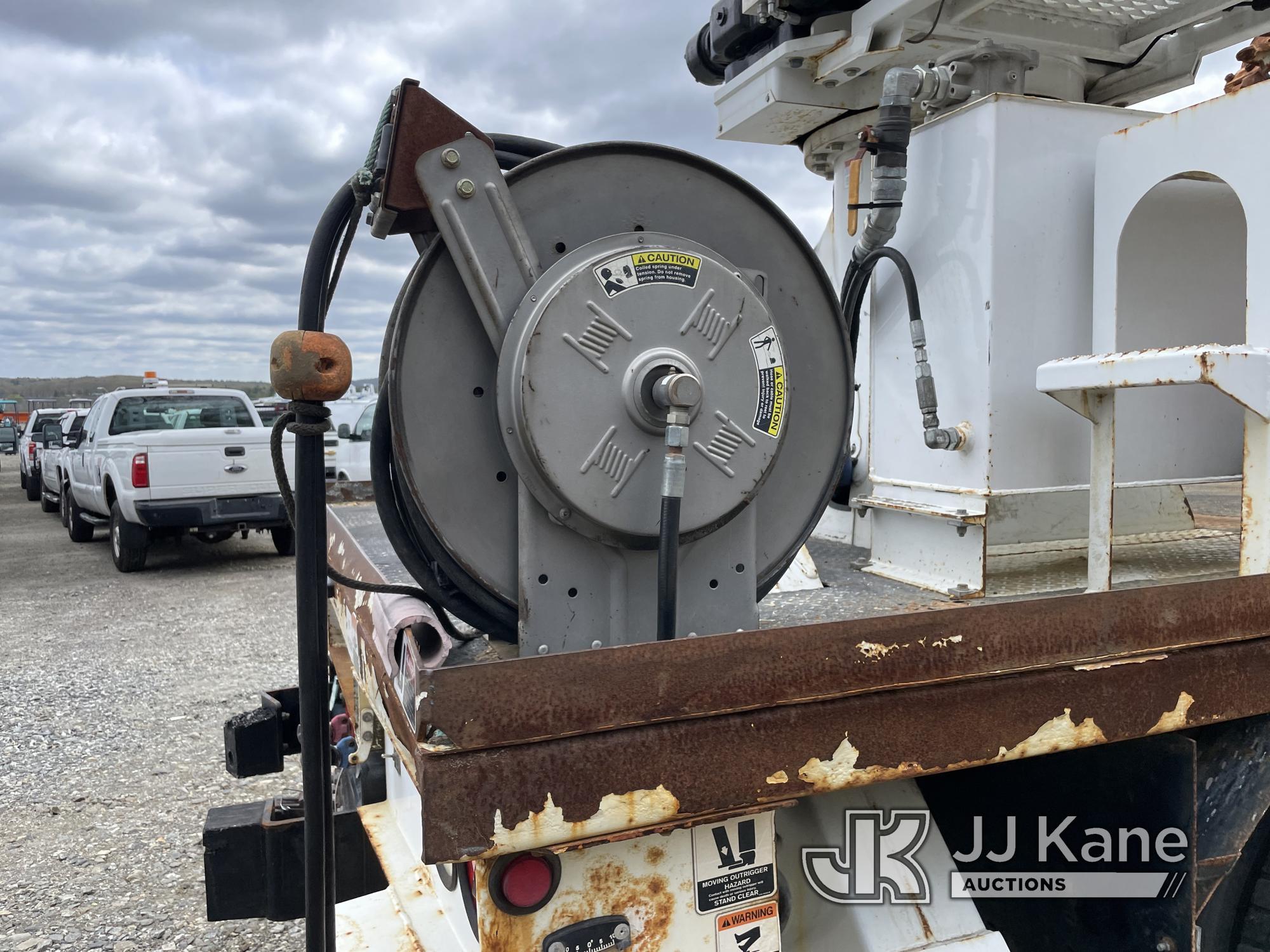 (Shrewsbury, MA) Altec DC47-TR, Digger Derrick rear mounted on 2015 Ford F750 Flatbed/Utility Truck