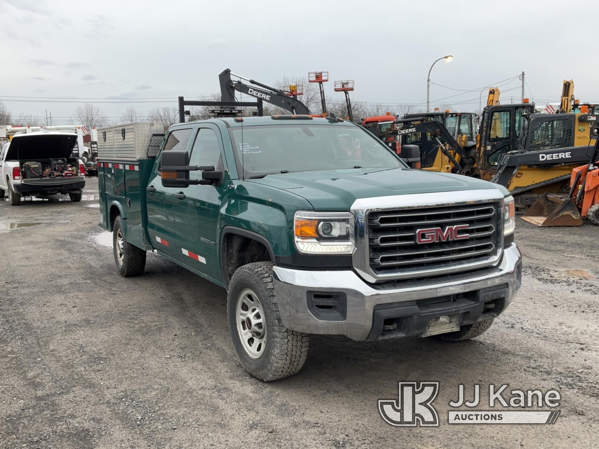 (Rome, NY) 2018 GMC Sierra 3500 4x4 Crew-Cab Service Truck Runs, Bad Trans, Does Not Move, Body & Ru