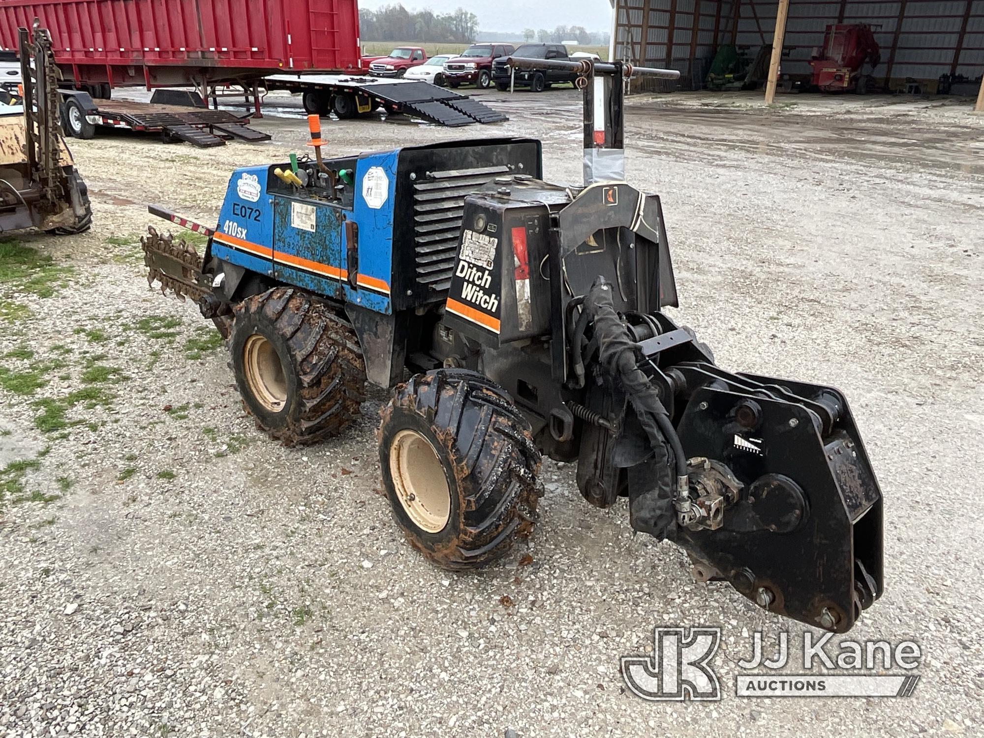 (Orleans, IN) Ditch Witch 410SXD Walk Beside Articulating Combo Trencher/Vibratory Cable Plow Runs,