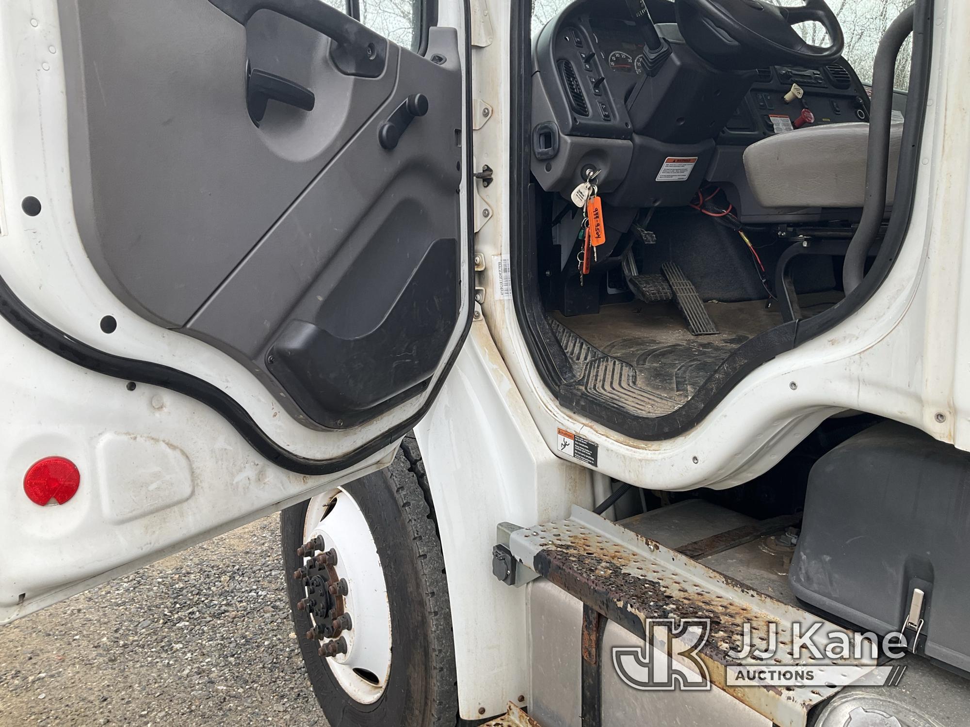 (Shrewsbury, MA) Altec DM47B-TR, Digger Derrick rear mounted on 2014 Freightliner M2106 Flatbed/Util