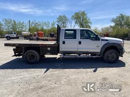 (University Park, IL) 2011 Ford F550 4x4 Crew-Cab Flatbed Truck Runs, Moves) (No Rear Seats