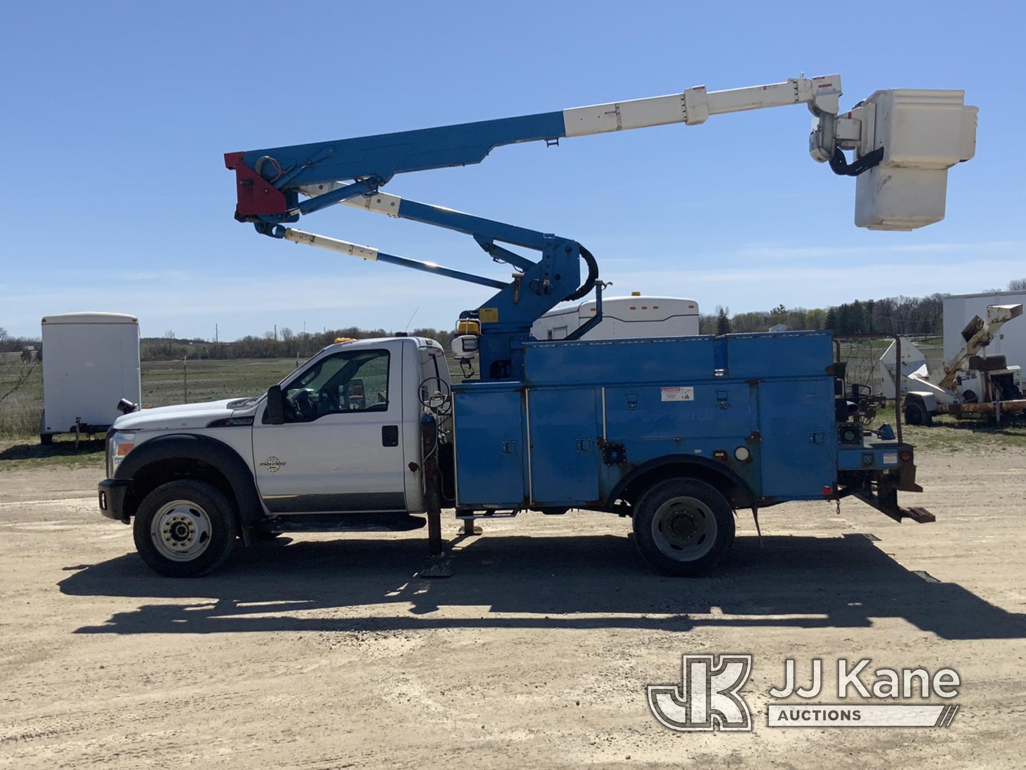 (Charlotte, MI) HiRanger LT38, Articulating & Telescopic Bucket Truck mounted behind cab on 2014 For