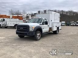 (Smock, PA) 2015 Ford F550 Air Compressor/Enclosed Utility Truck Runs Rough & Moves, Engine Light On