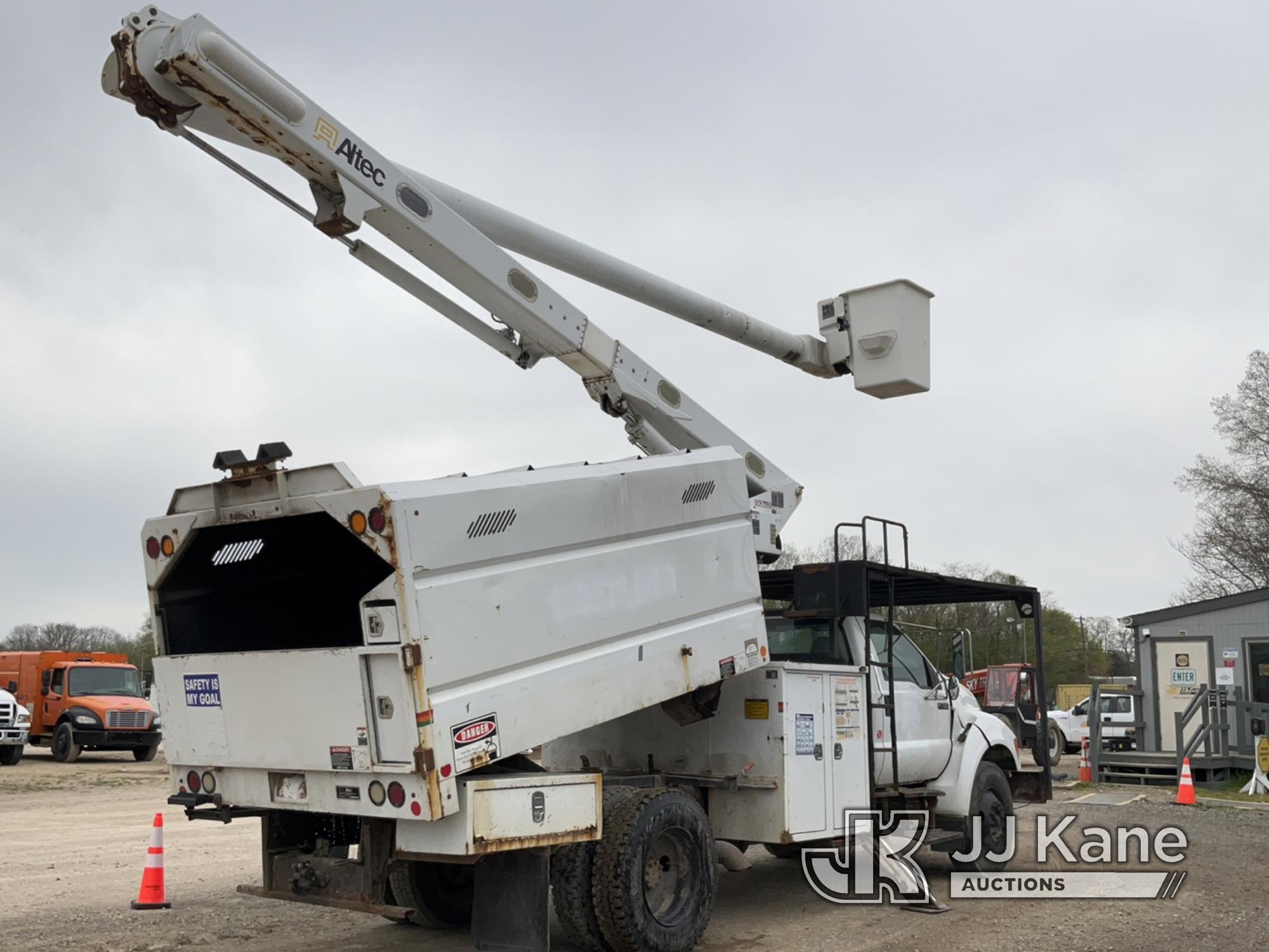 (Charlotte, MI) Altec LR756, Over-Center Bucket Truck mounted behind cab on 2013 Ford F750 Chipper D