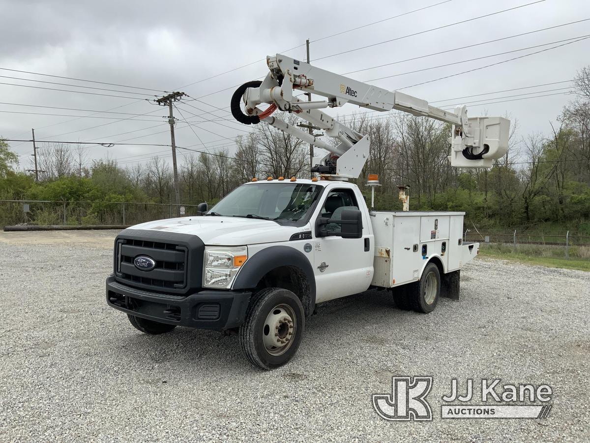 (Fort Wayne, IN) Altec AT37G, Articulating & Telescopic Bucket Truck mounted behind cab on 2015 Ford